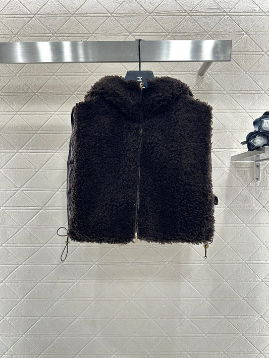 25fw Plush zipper down vest