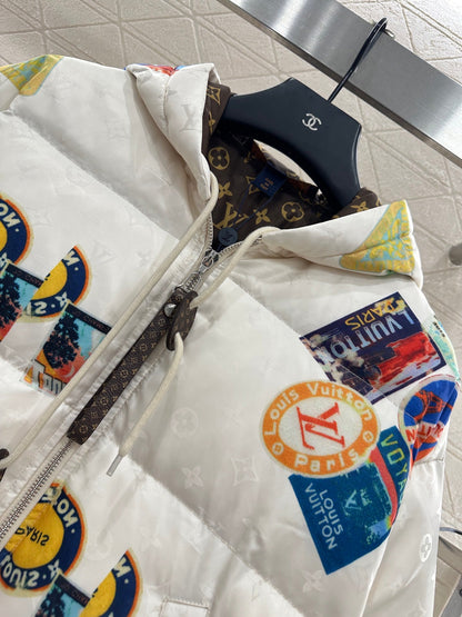 25fw Hooded badge down jacket