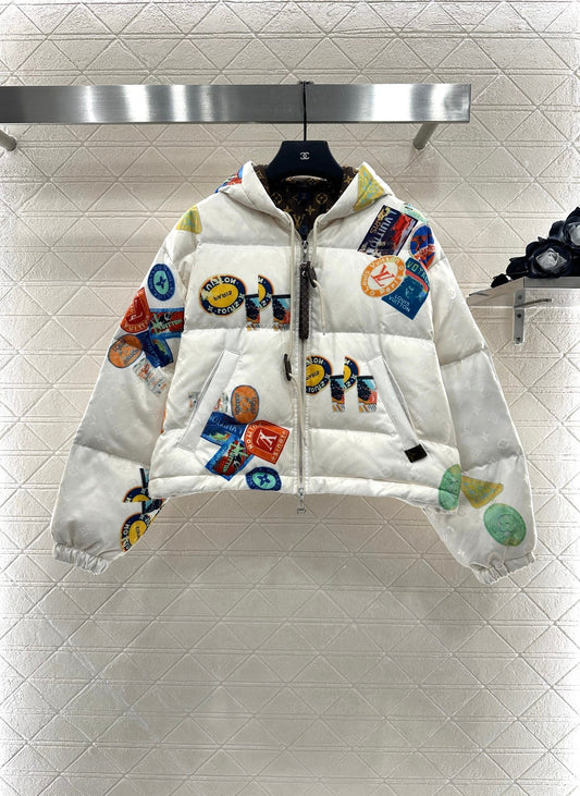 25fw Hooded badge down jacket