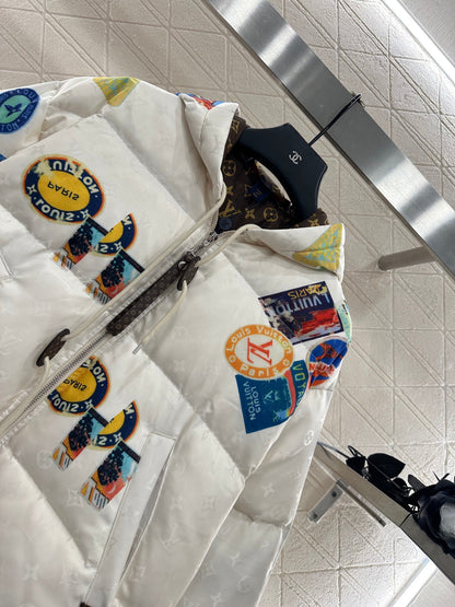 25fw Hooded badge down jacket