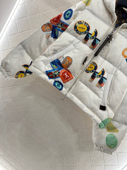 25fw Hooded badge down jacket