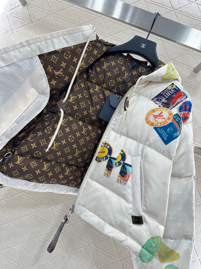 25fw Hooded badge down jacket