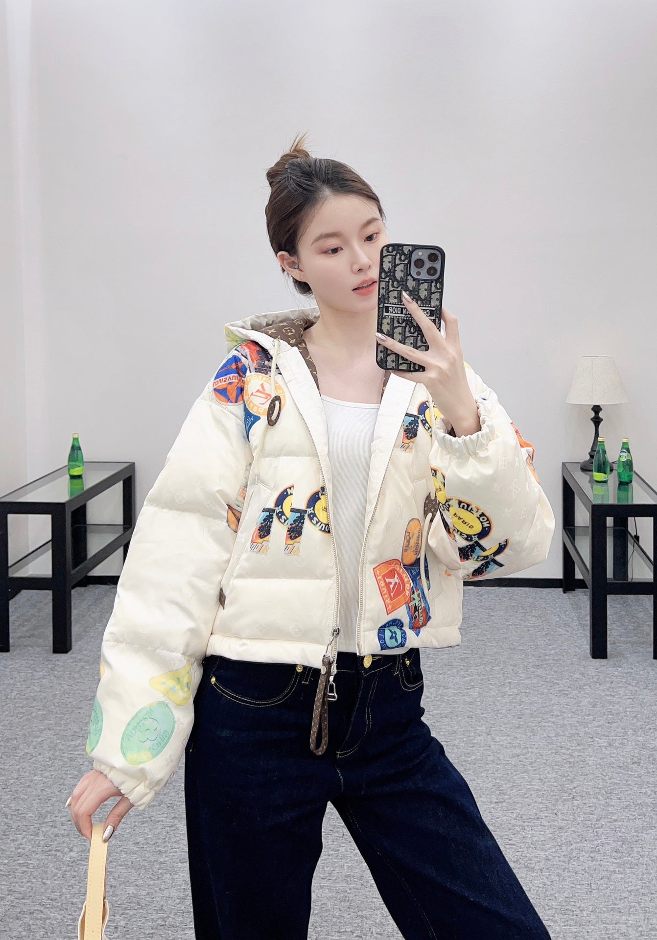 25fw Hooded badge down jacket