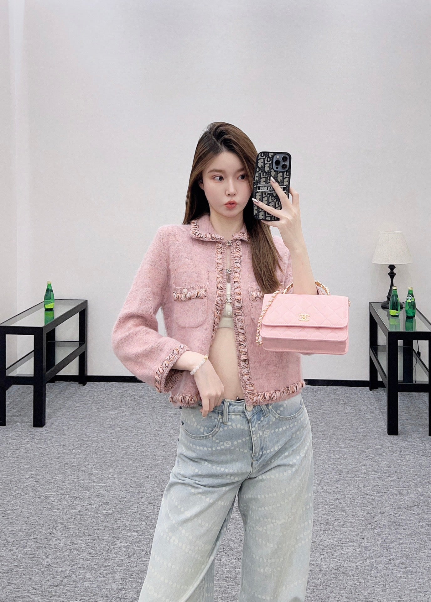 25fw Braided hem knitted cardigan