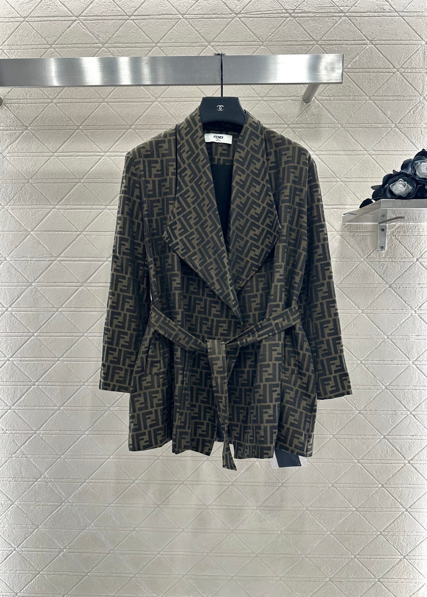25fw jacquard belted coat
