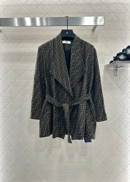 25fw jacquard belted coat