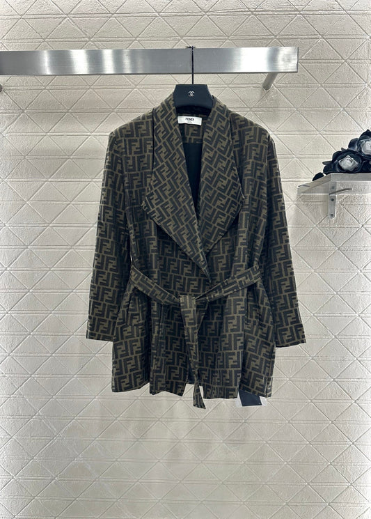 25fw jacquard belted coat