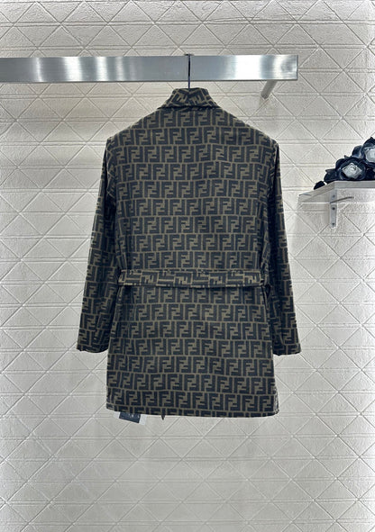 25fw jacquard belted coat