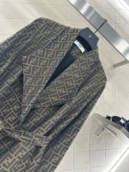 25fw jacquard belted coat