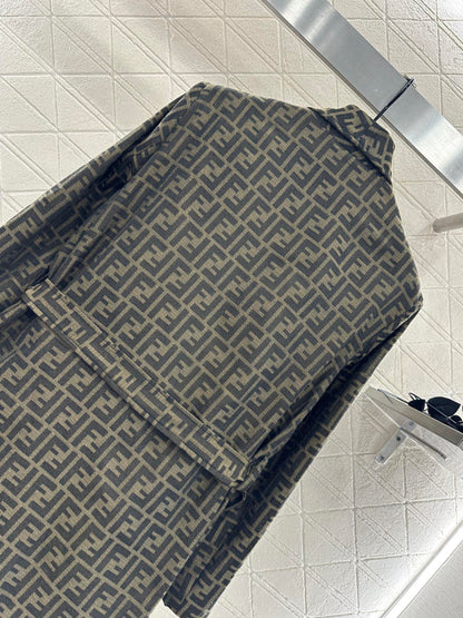 25fw jacquard belted coat