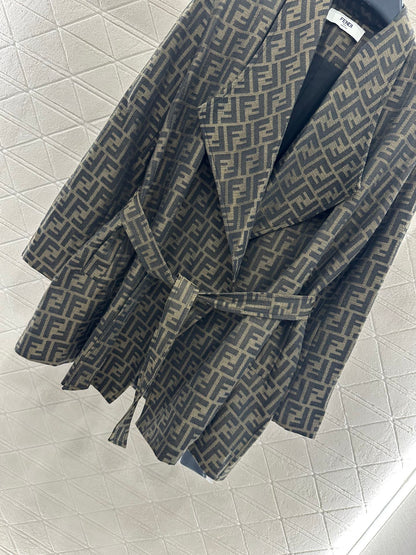 25fw jacquard belted coat