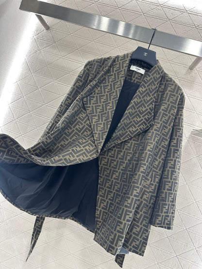 25fw jacquard belted coat