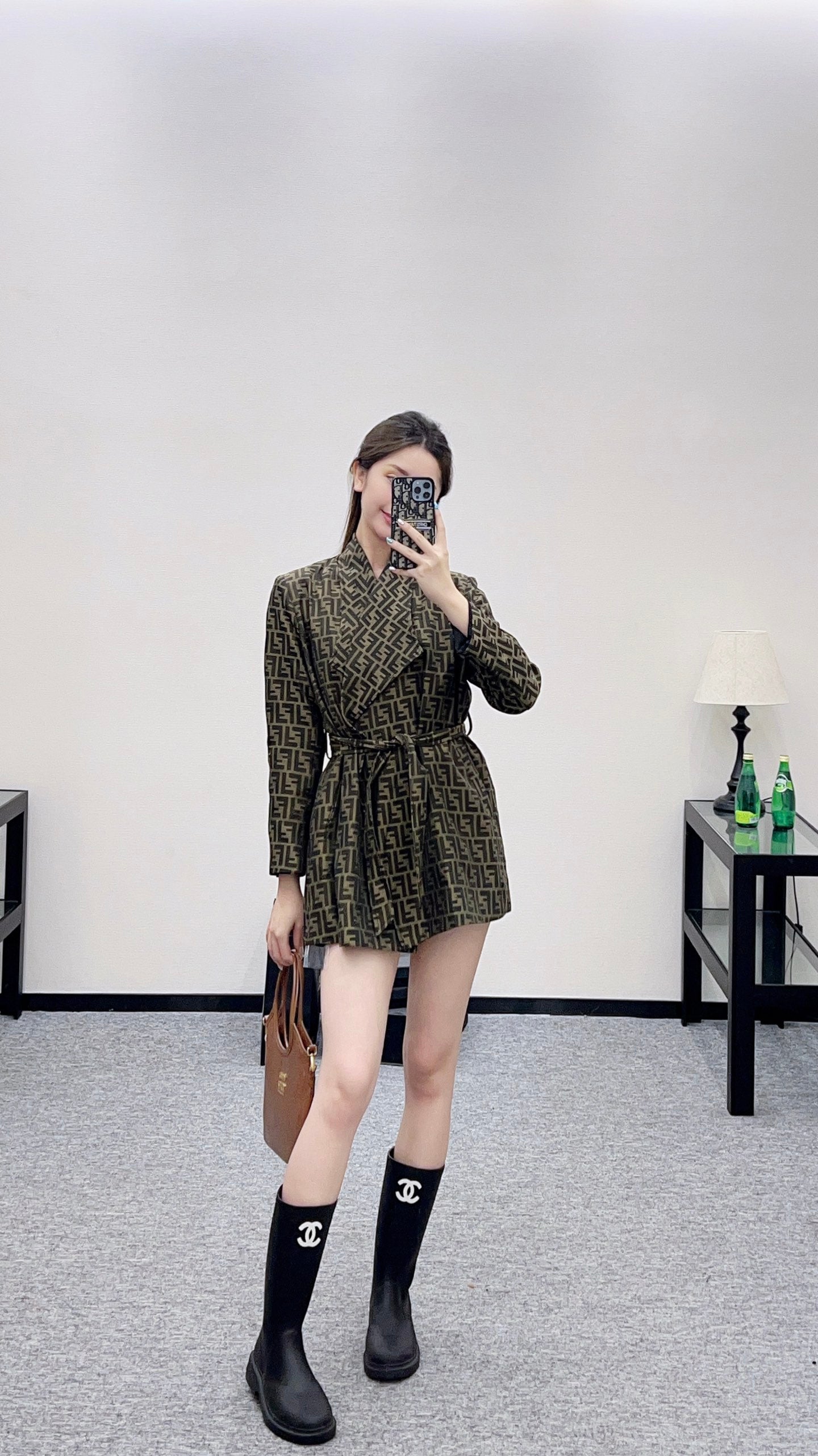 25fw jacquard belted coat