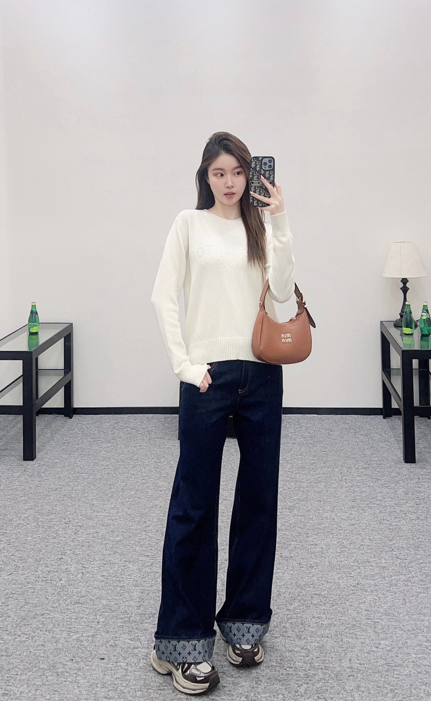 25fw Beaded letter knitted long sleeves