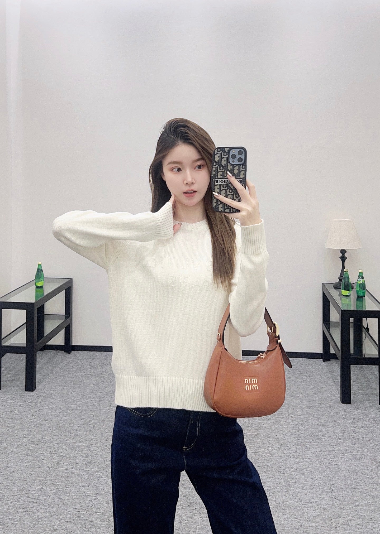 25fw Beaded letter knitted long sleeves