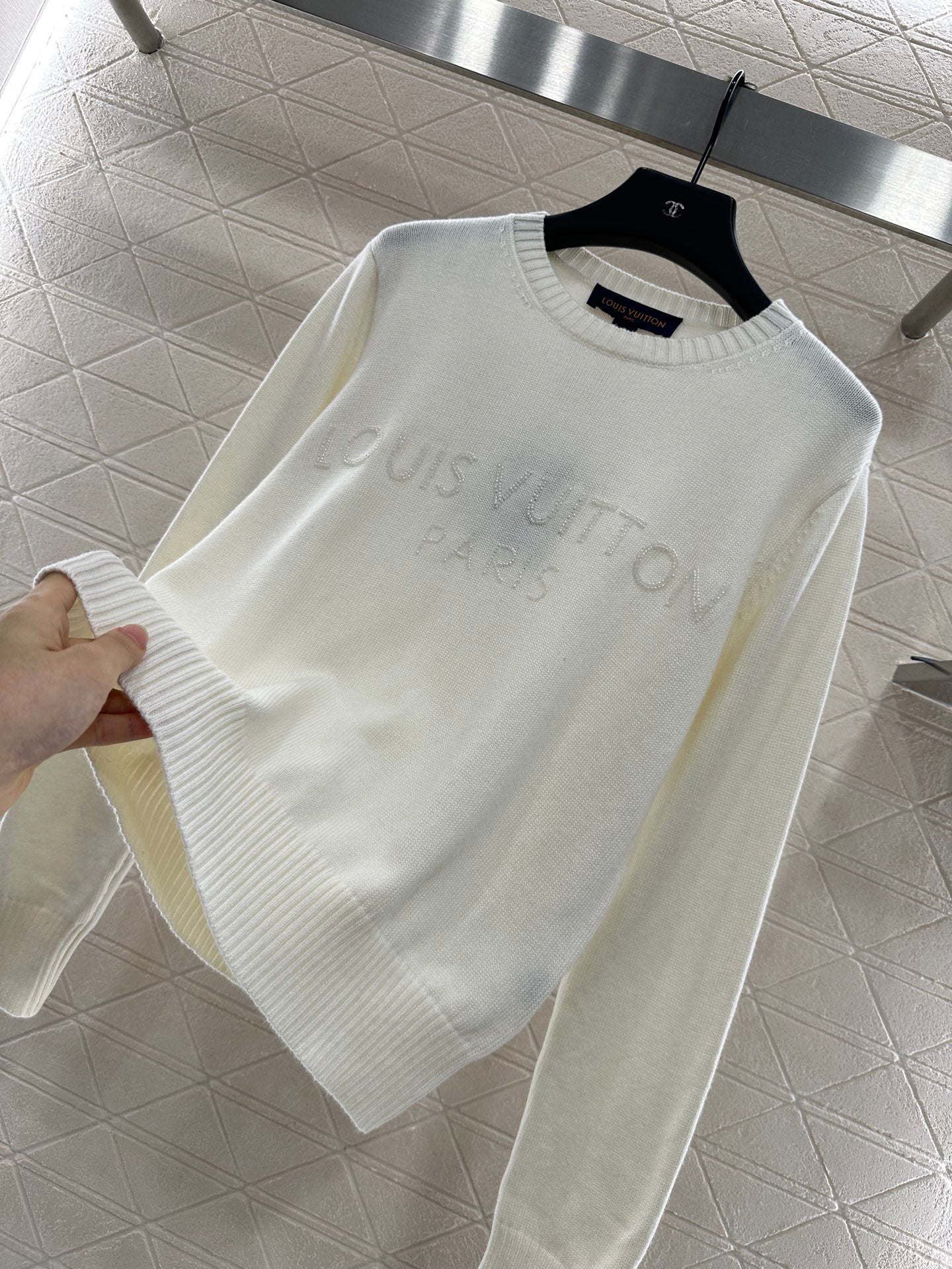 25fw Beaded letter knitted long sleeves