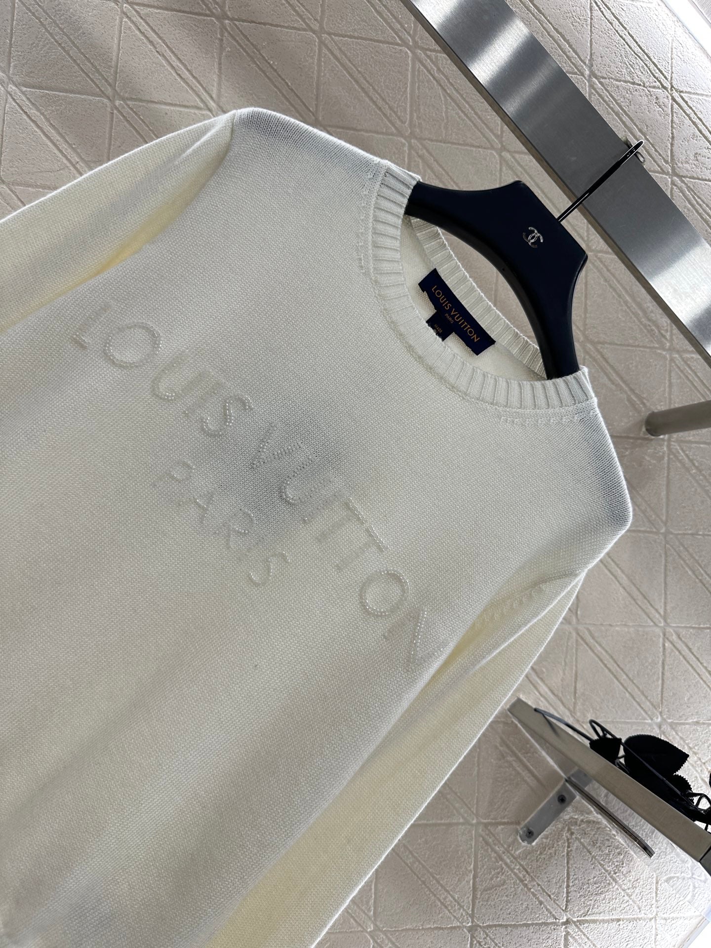 25fw Beaded letter knitted long sleeves