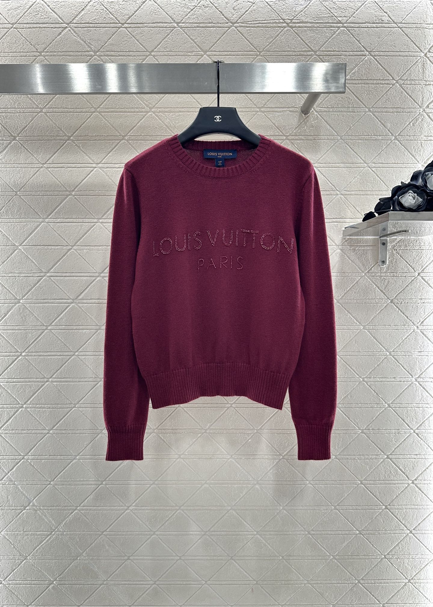 25fw Beaded letter knitted long sleeves