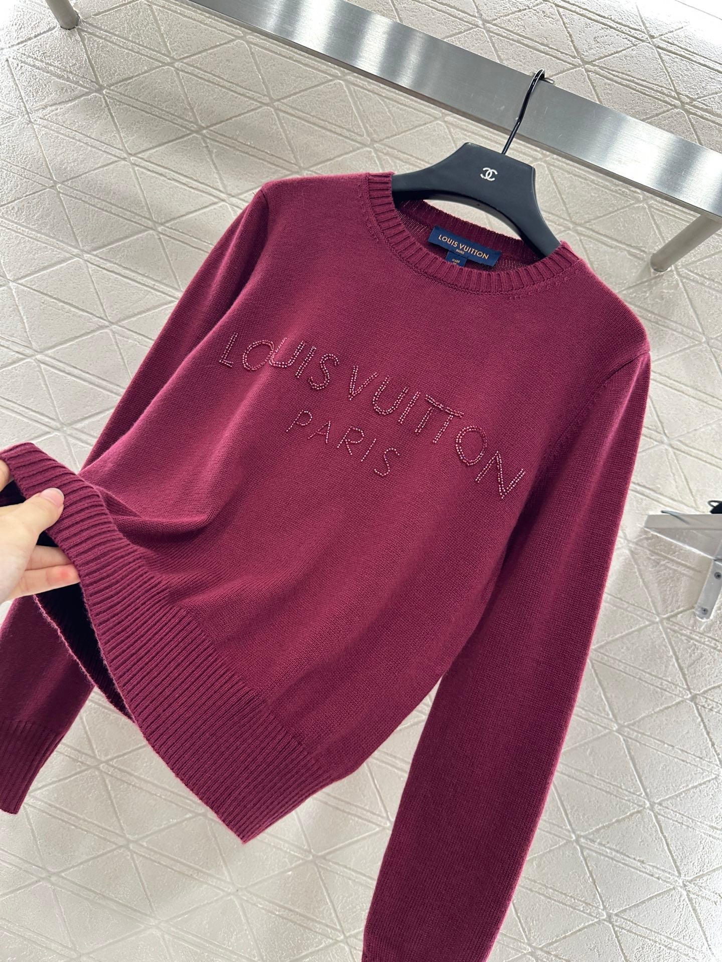 25fw Beaded letter knitted long sleeves