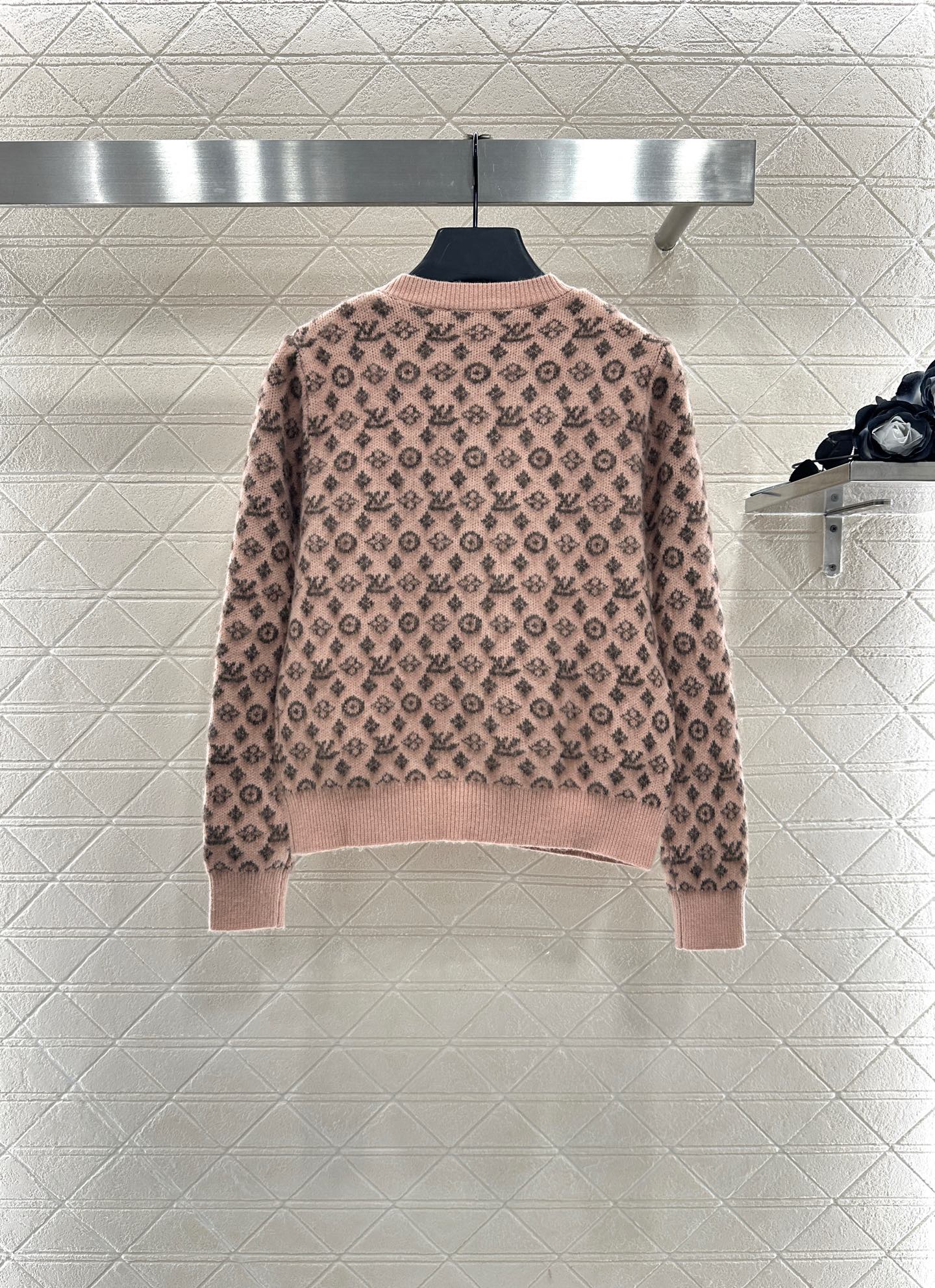 25fw crew neck jacquard knit cardigan