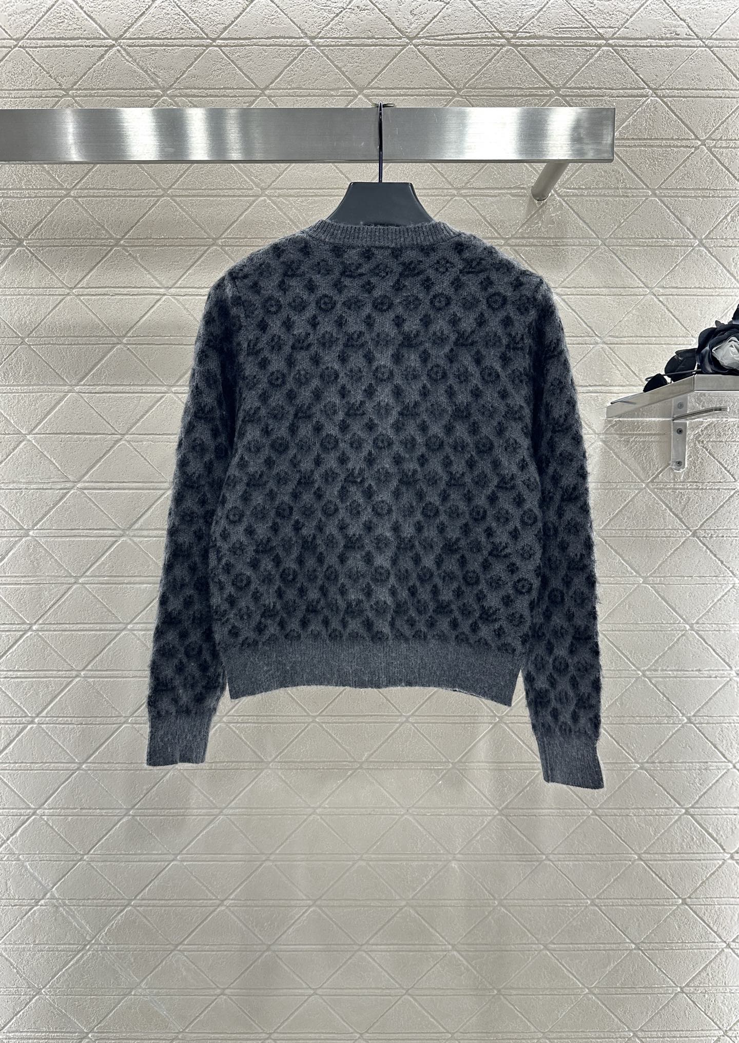 25fw crew neck jacquard knit cardigan