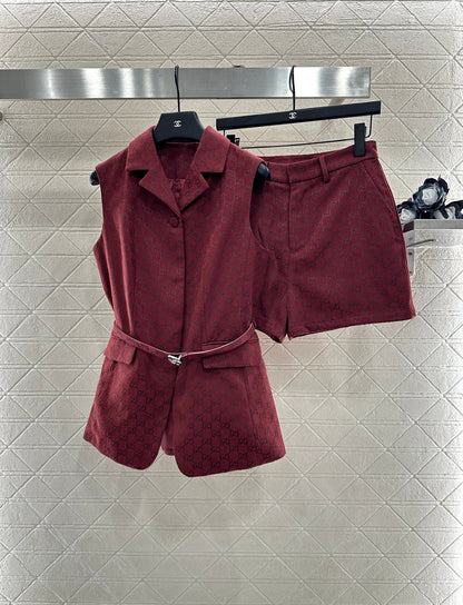 25 Belt vest shorts set
