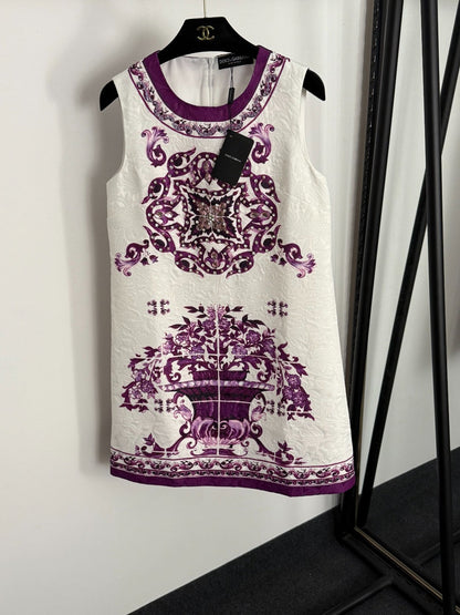 25 New Retro Jacquard Vest Dress