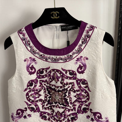 25 New Retro Jacquard Vest Dress