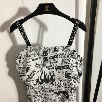 25 New Printed Tube Top Suspender Dress