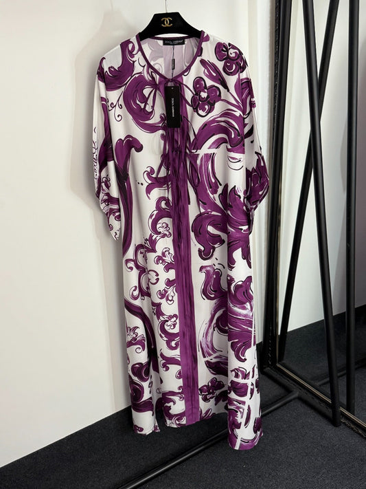 25 new printed bat sleeve dress