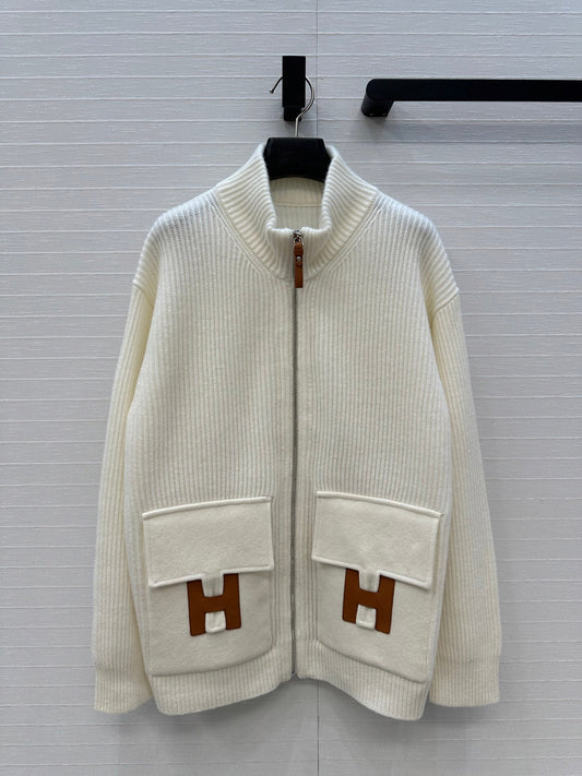 25fw new cashmere knitted zipper jacket