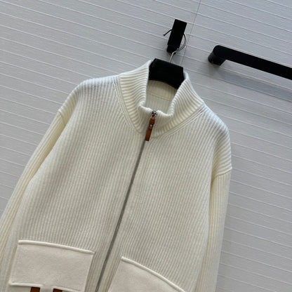 25fw new cashmere knitted zipper jacket