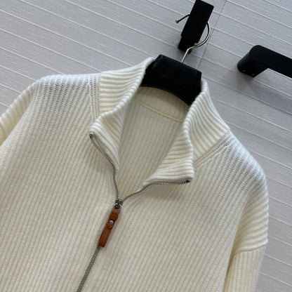 25fw new cashmere knitted zipper jacket