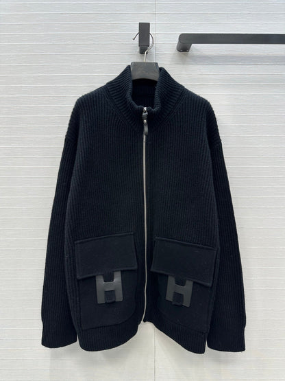 25fw new cashmere knitted zipper jacket