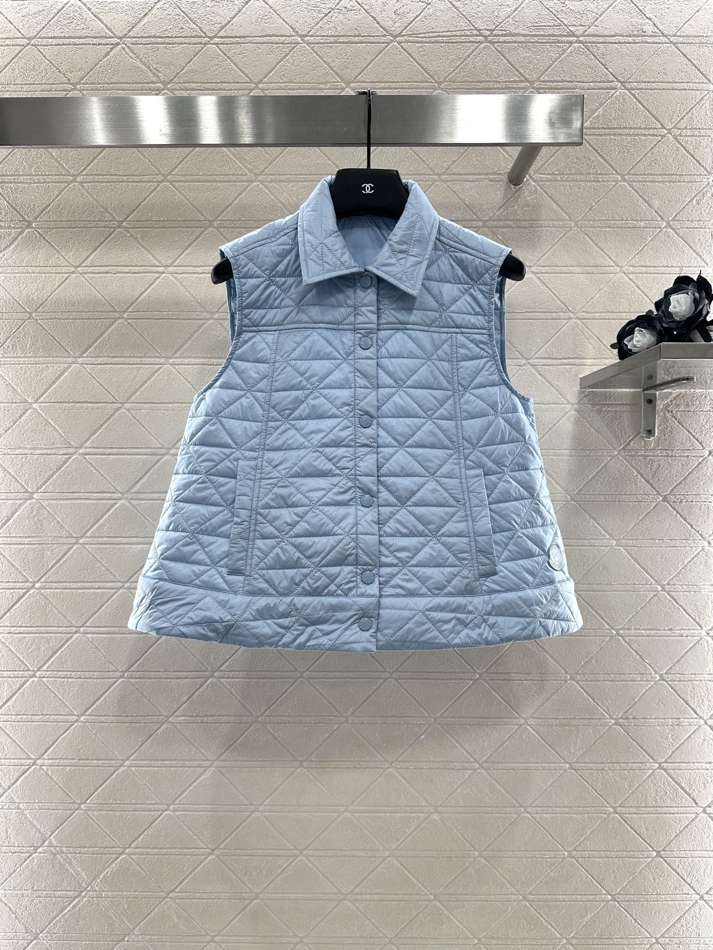 25fw new A-line rattan check cotton vest