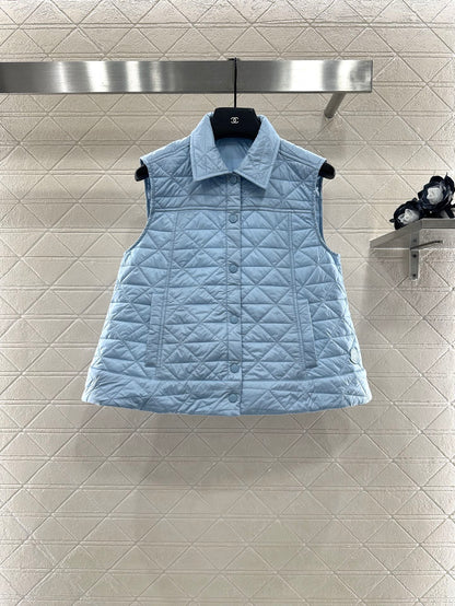 25fw new A-line rattan check cotton vest