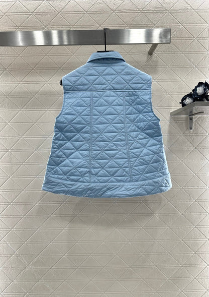 25fw new A-line rattan check cotton vest