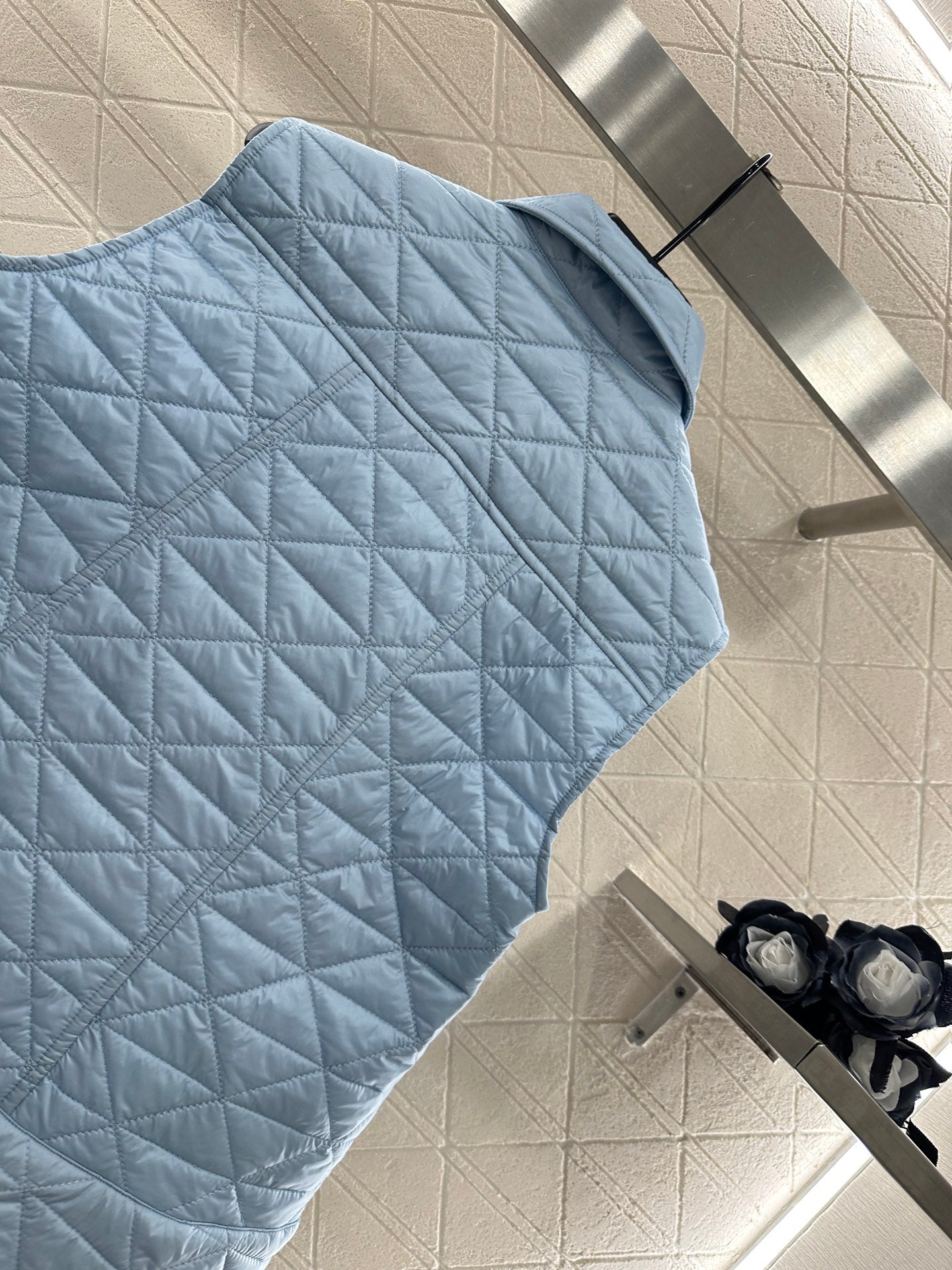 25fw new A-line rattan check cotton vest