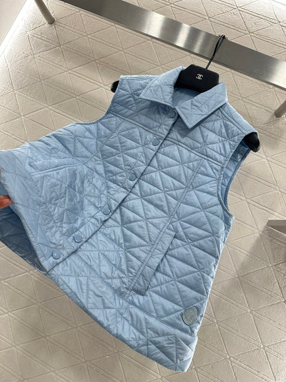 25fw new A-line rattan check cotton vest