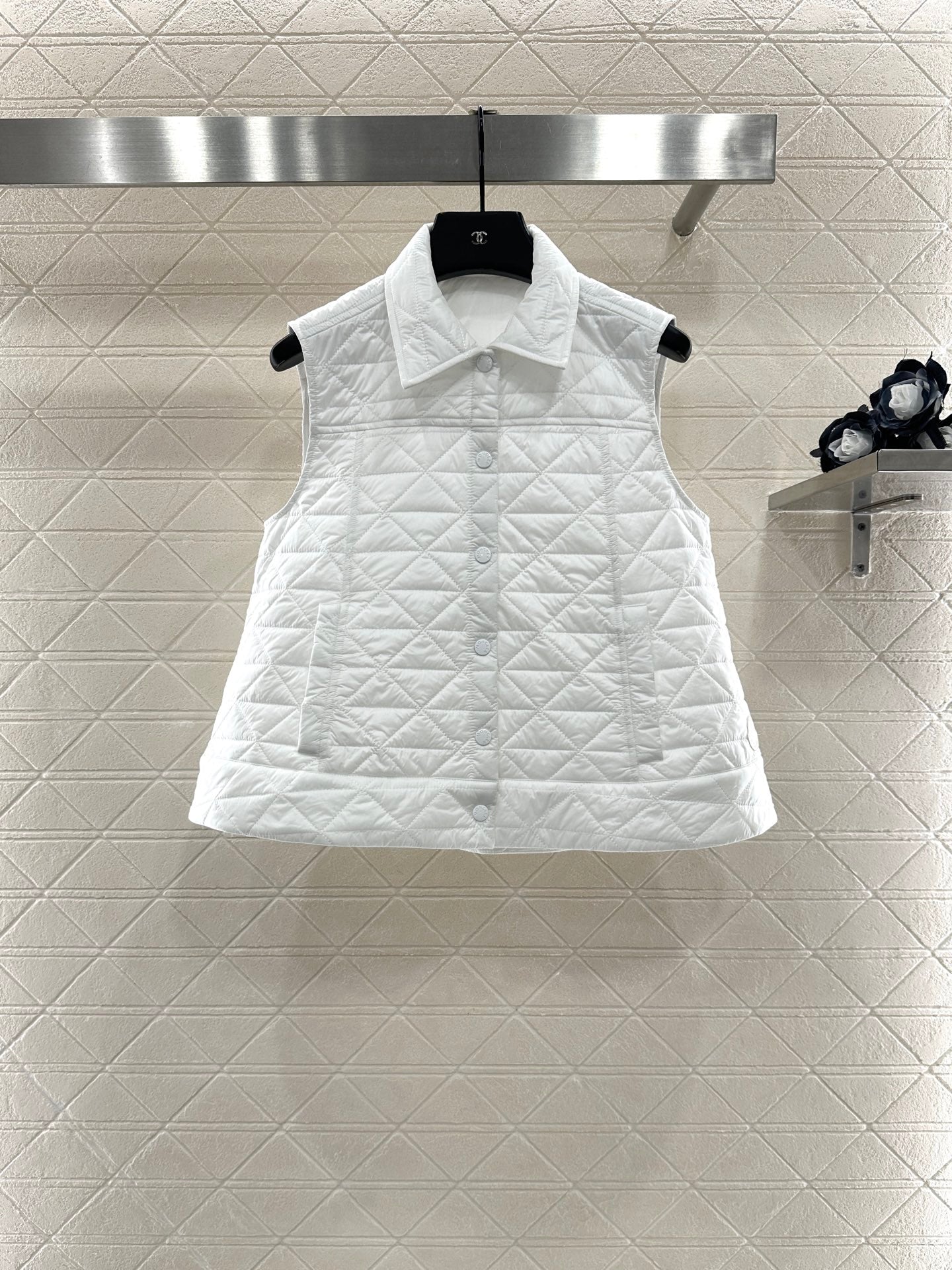 25fw new A-line rattan check cotton vest