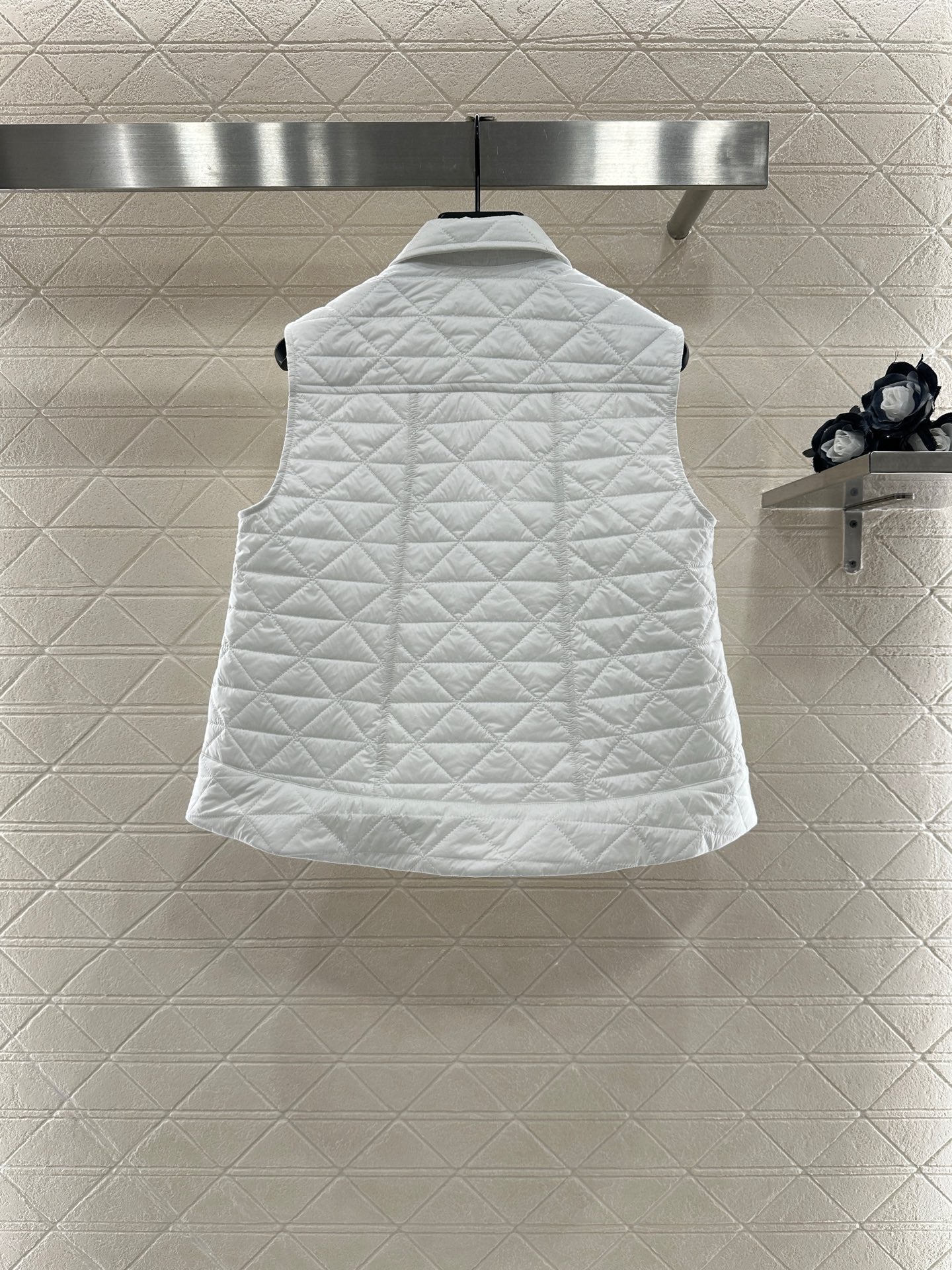 25fw new A-line rattan check cotton vest