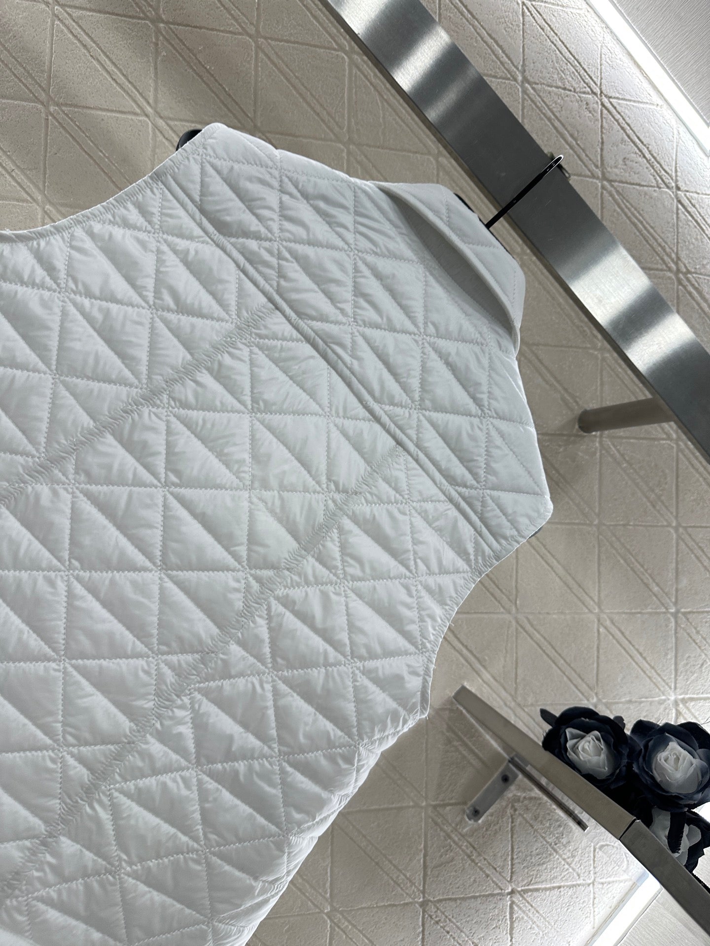 25fw new A-line rattan check cotton vest