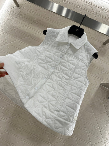 25fw new A-line rattan check cotton vest