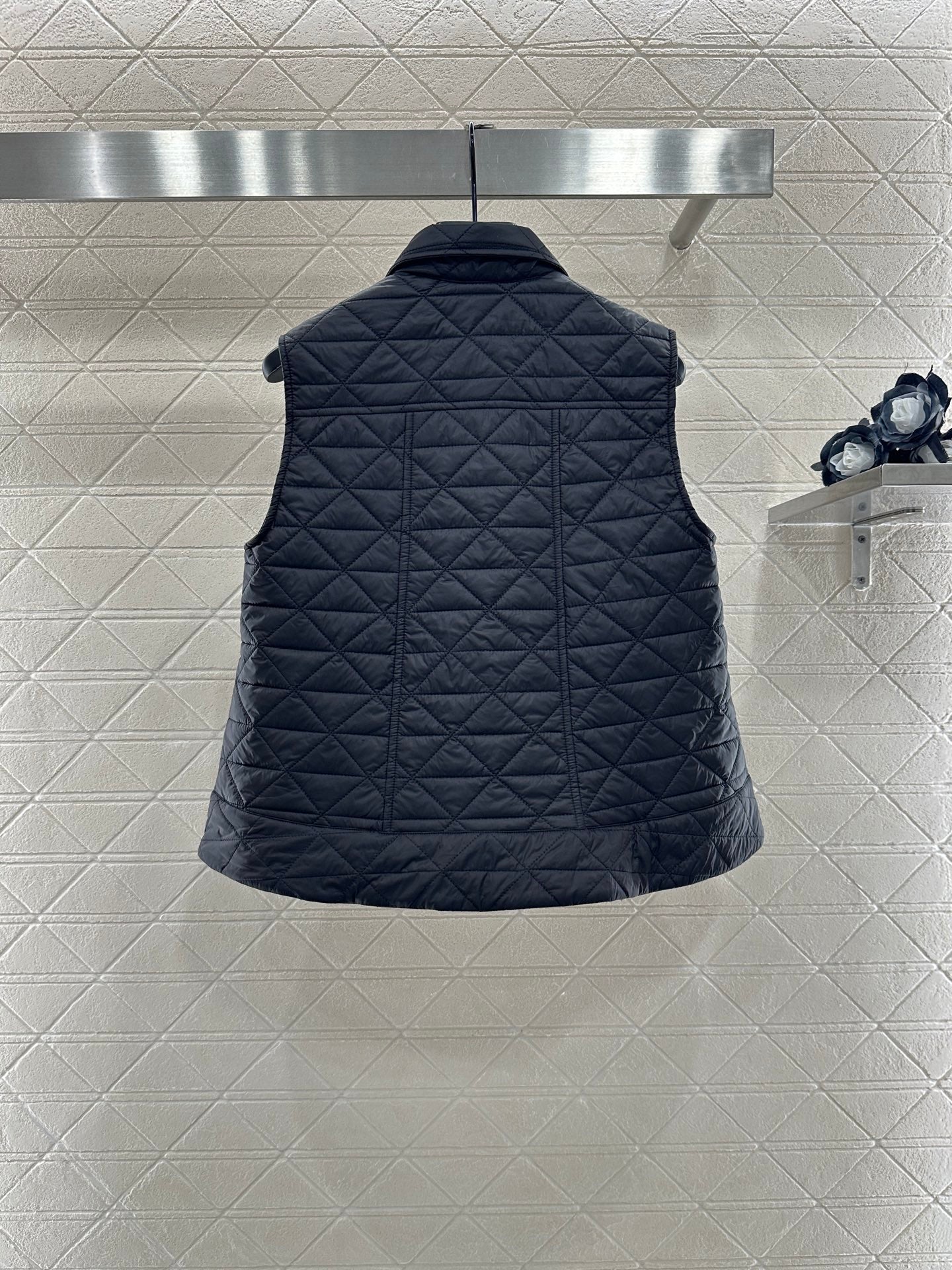 25fw new A-line rattan check cotton vest