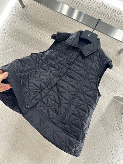 25fw new A-line rattan check cotton vest