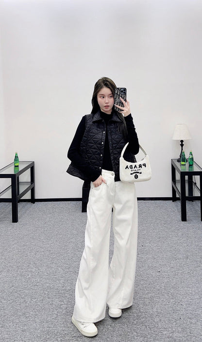 25fw new A-line rattan check cotton vest