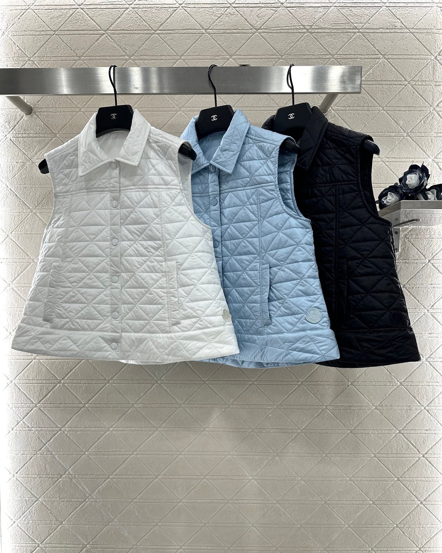 25fw new A-line rattan check cotton vest