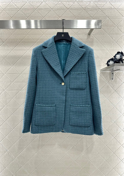 25fw new plaid tweed lapel dress jacket