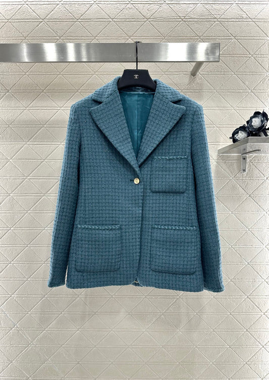 25fw new plaid tweed lapel dress jacket
