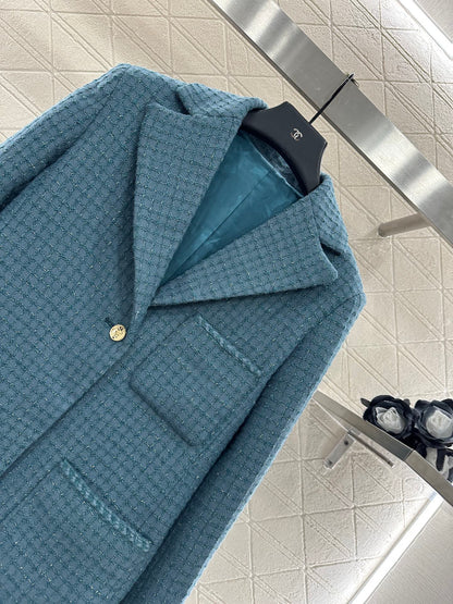 25fw new plaid tweed lapel dress jacket